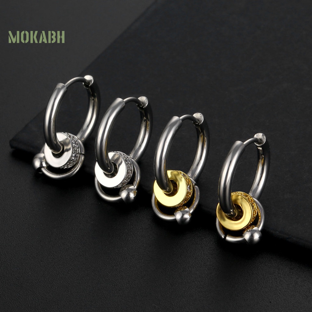 1 Khuyên Tai Thép Titan Nhiều Lớp Phong Cách Hip Hop Đơn Giản Thời Trang