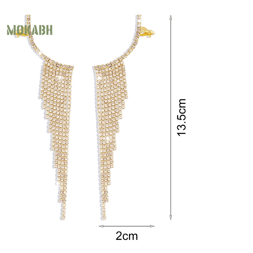 1 Đôi Bông Tai Dáng Dài Đính Đá Lấp Lánh Thời Trang Dự Tiệc