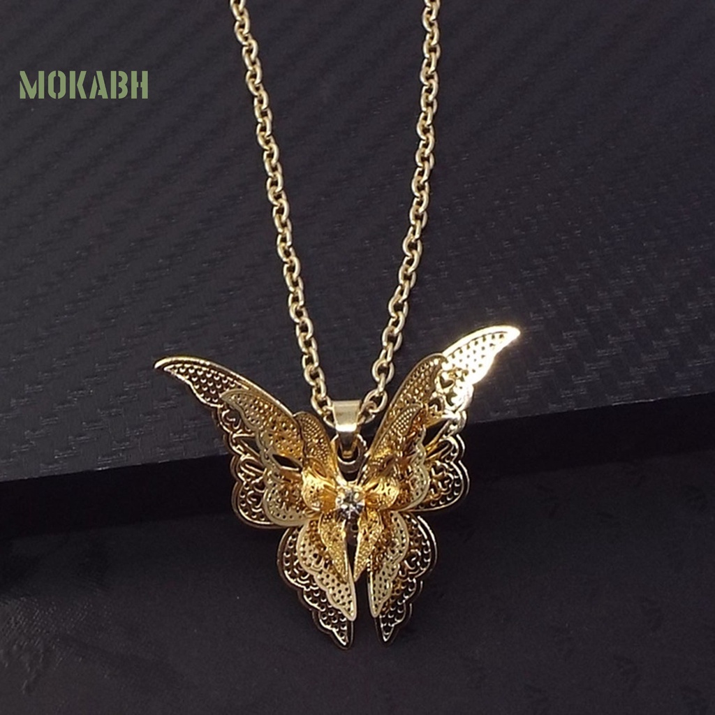 [Mới] Vòng cổ Mặt Hình Bướm Rỗng Phong Cách Cổ Điển Cho Nữ