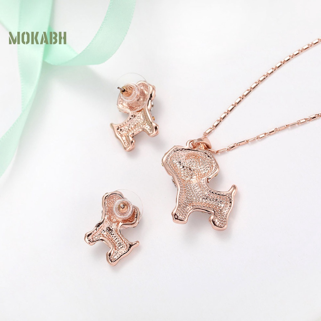 1 Bộ Vòng cổ + Bông Tai Hình Cún Con Đính Đá Sang Trọng