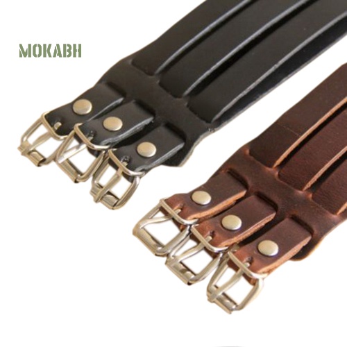 Vòng Tay Giả Da Với 3 Khóa Cài Thời Trang Cho Nam