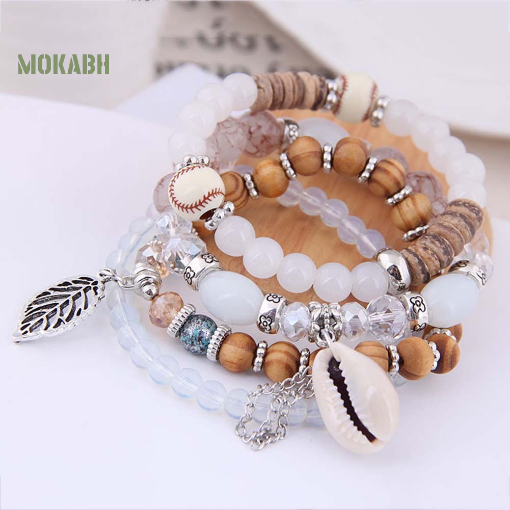 Set 4 Vòng Tay Chuỗi Hạt Phong Cách Bohemian Thời Trang Cho Nữ