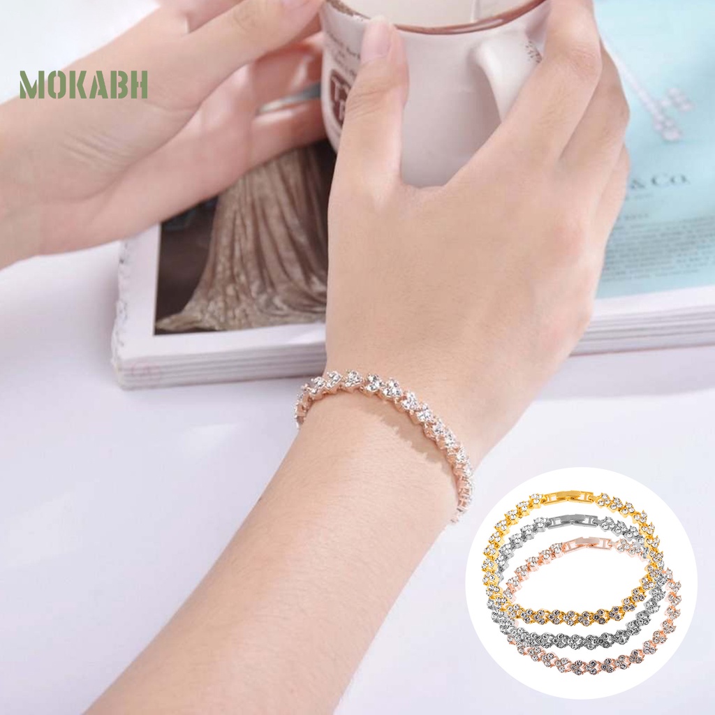 Vòng Tay Giả Pha Lê Họa Tiết Trái Tim Lấp Lánh Thời Trang Cho Nữ