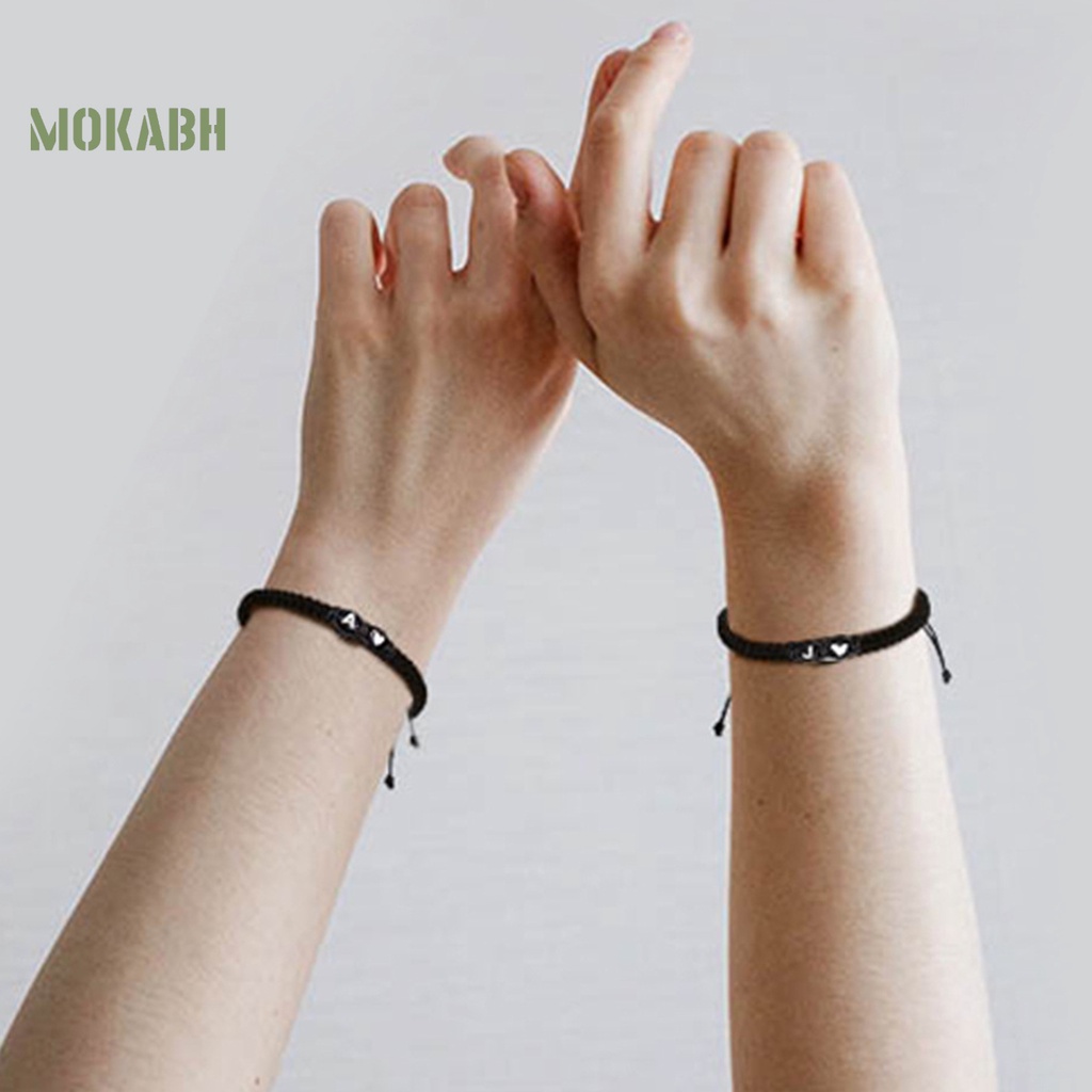 Vòng Tay Dây Thừng Mặt 26 Chữ Cái Handmade Có Thể Điều Chỉnh Cho Cặp Đôi