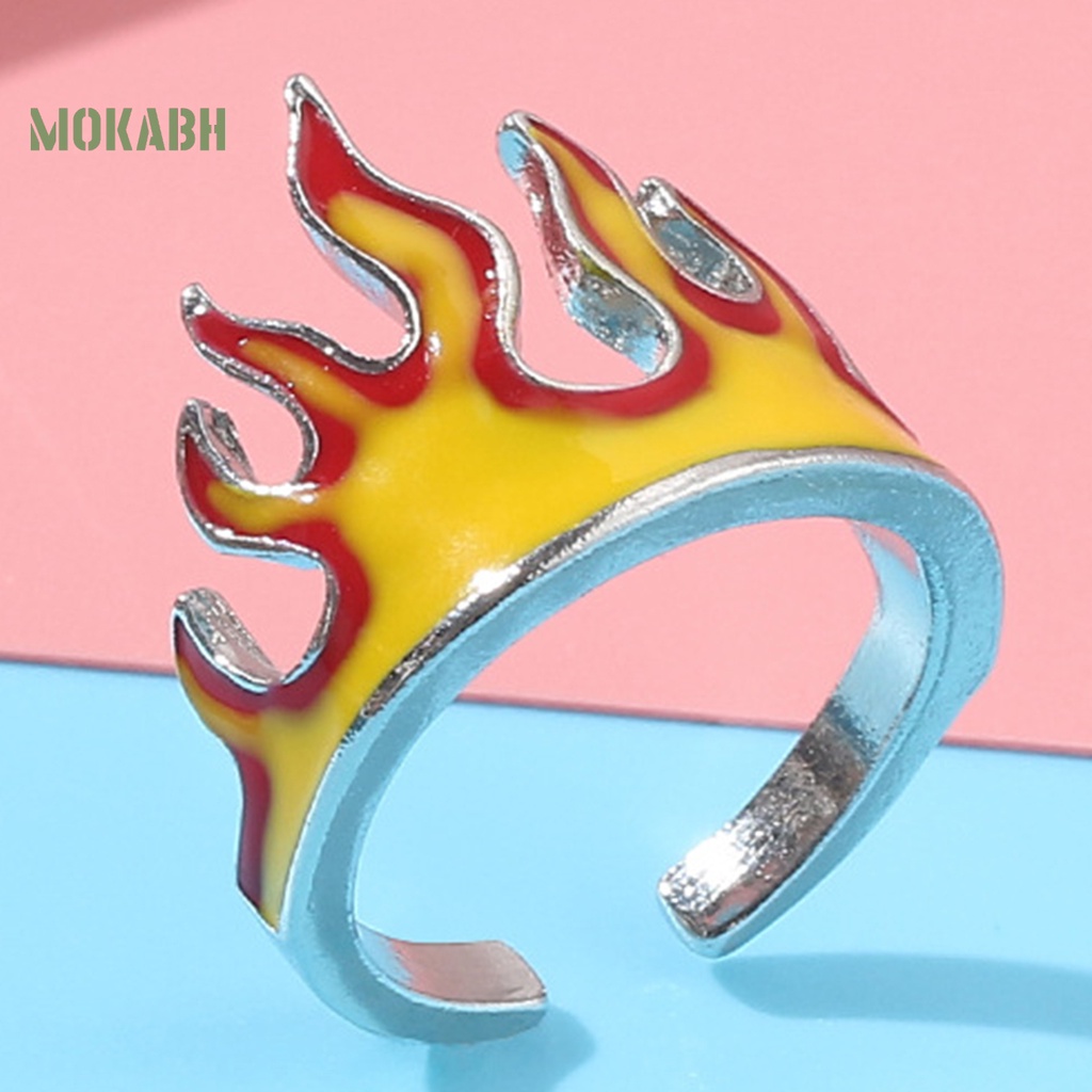 Nhẫn Hở Hình Ngọn Lửa Bằng Hợp Kim Chống Biến Dạng Phong Cách Cổ Điển Có Thể Điều Chỉnh Cho Nam Và Nữ