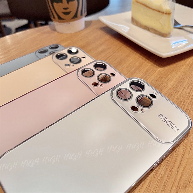 Ốp Điện Thoại Mặt Kính Cường Lực Cứng Mạ Điện Chống Sốc Chống Dấu Vân Tay Sang Trọng Cho iPhone 11 12 Pro Max