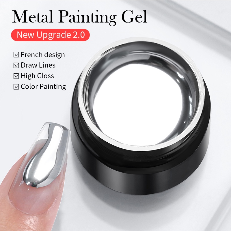 Gel Sơn Móng Tay BORN PRETTY 5ML Màu Vàng / Bạc Tráng Gương / Bạc Họa Tiết Hoa