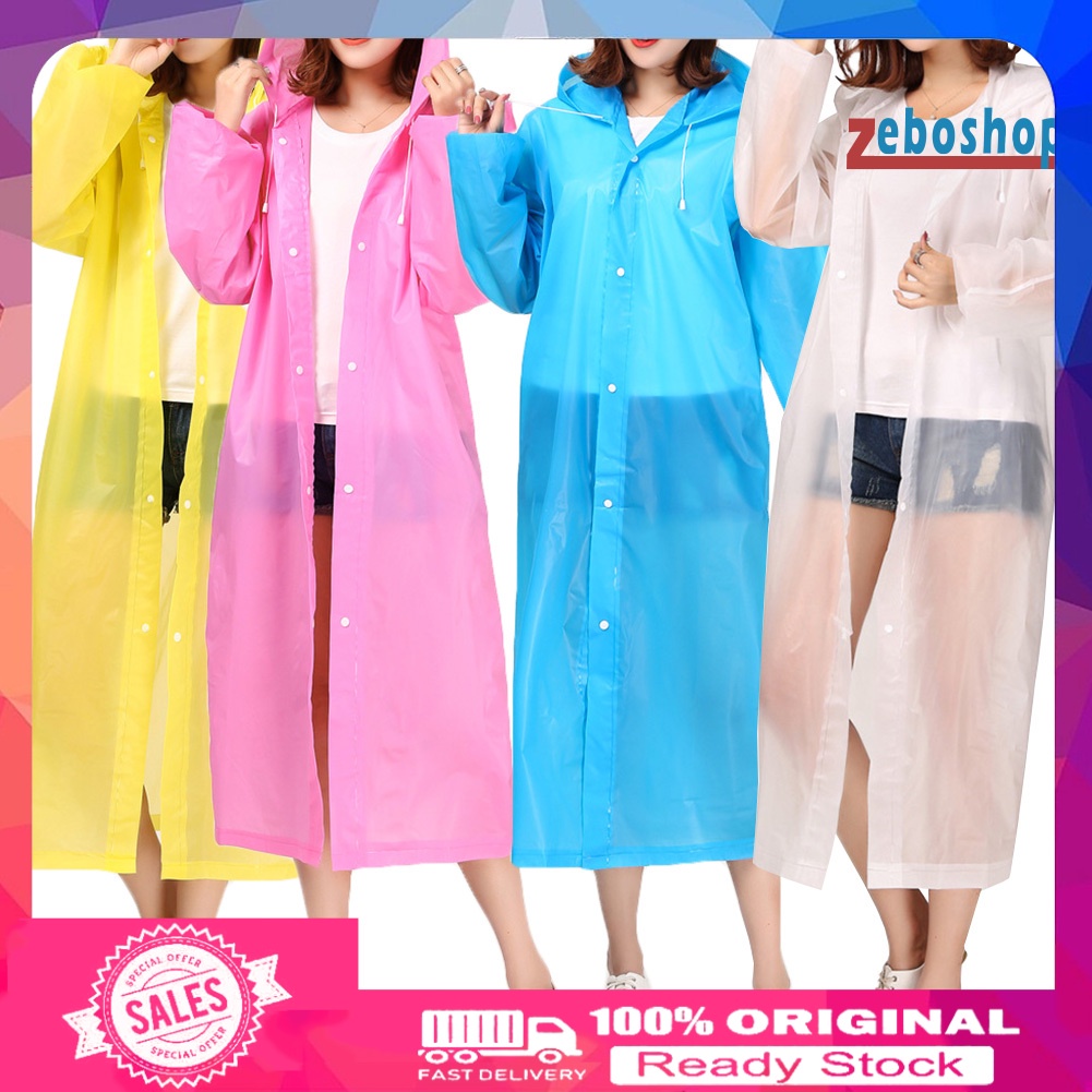 Áo Mưa Dáng Dài Có Mũ Trùm Chống Thấm Nước Có Thể Tái Sử Dụng Tiện Lợi