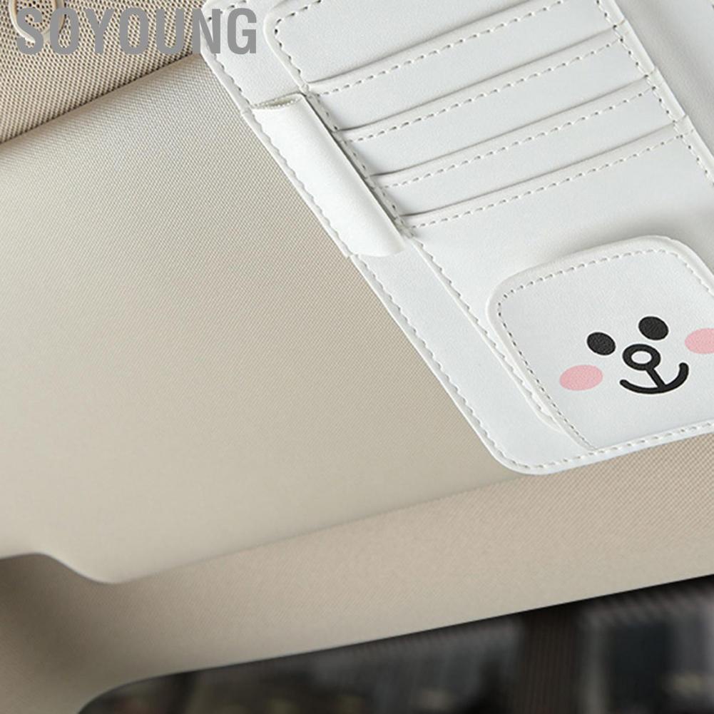 Soyoung Sun Shade Card Holder PU Leather Interlayer Goods Storage Convenient ID for Bank Collection