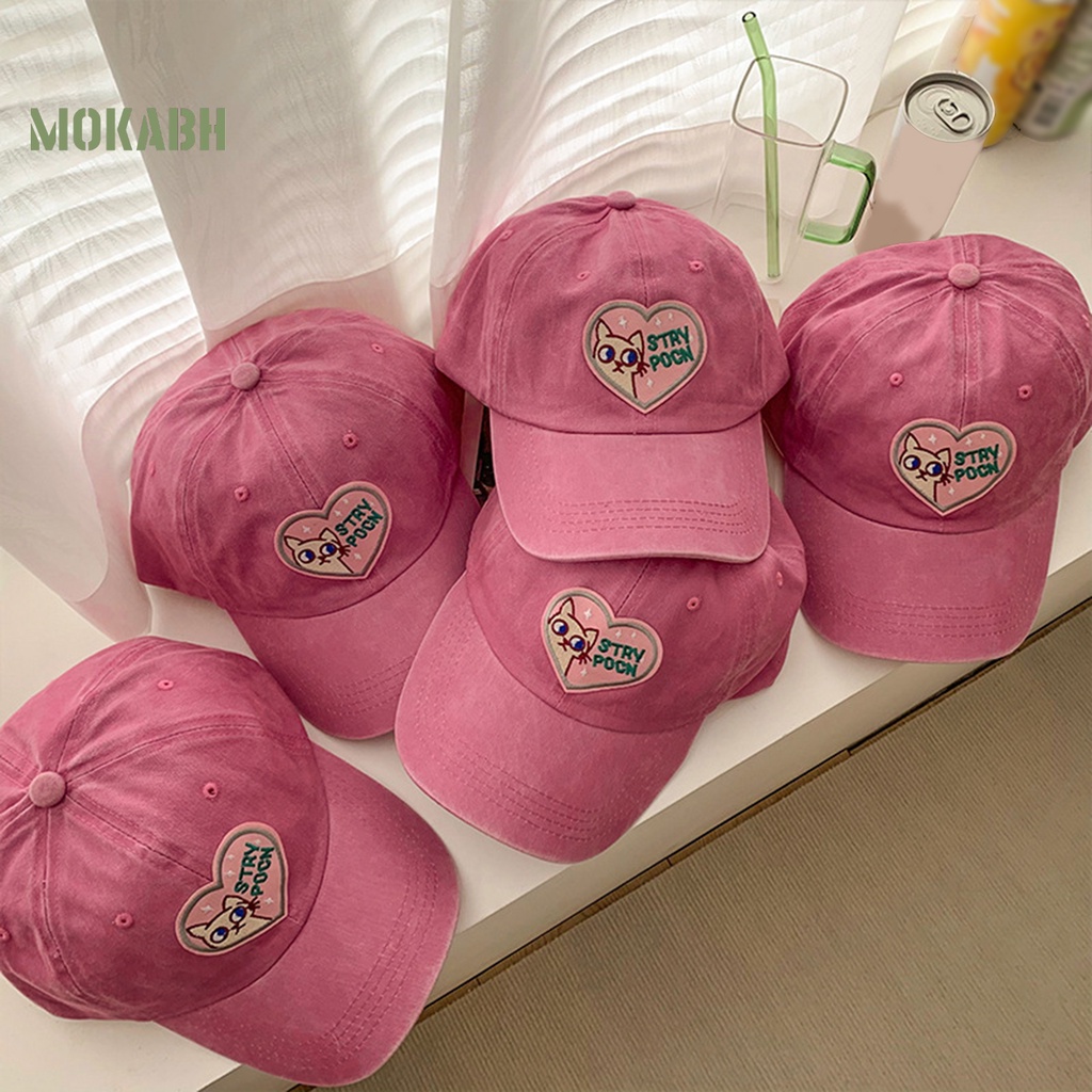 Mũ Lưỡi Trai Thêu Hình Trái Tim Vành Nối Dài Có Thể Điều Chỉnh Thời Trang Cho Nữ