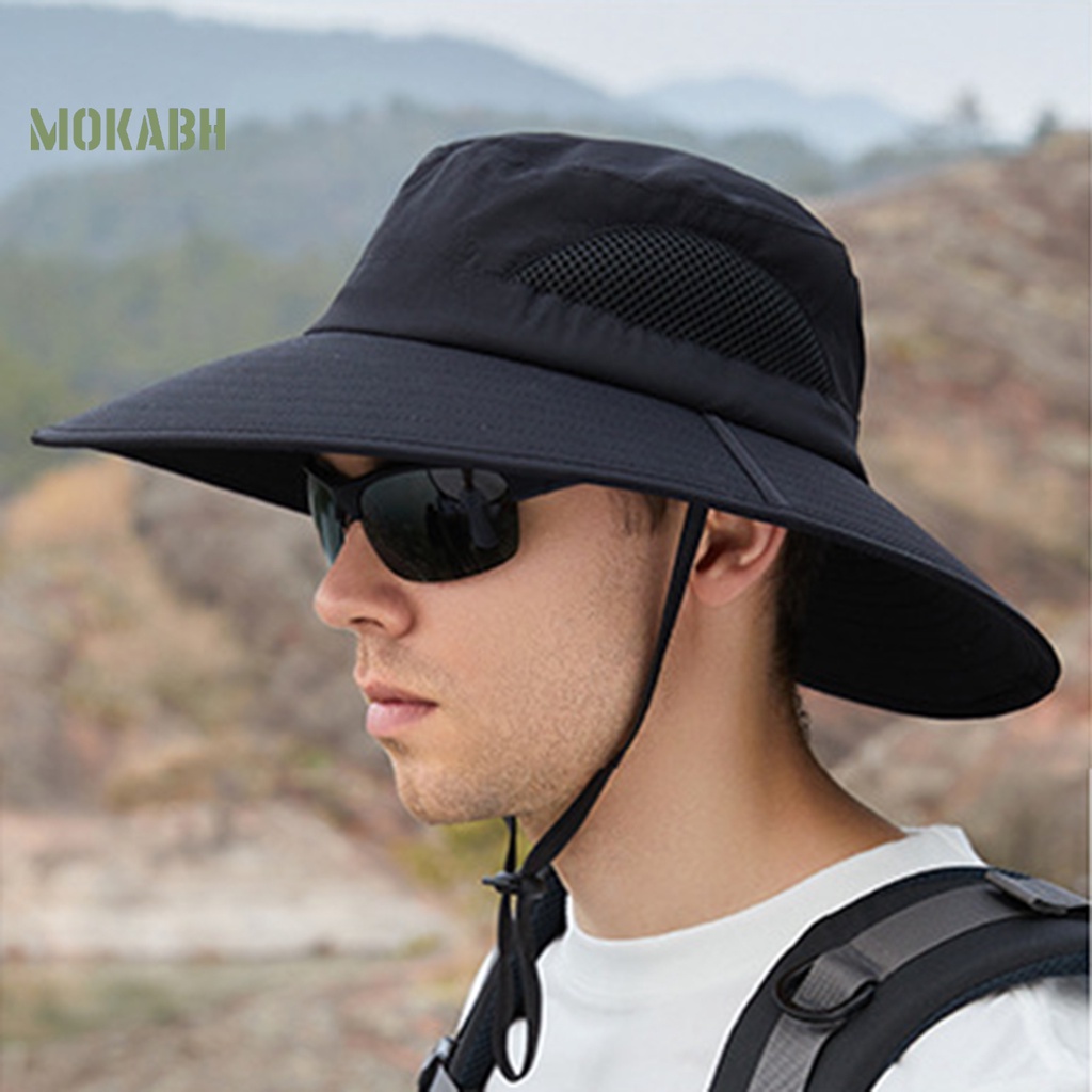 Mũ Tai Bèo Vành Rộng Có Dây Rút Chống Tia UV Chống Nắng Thoáng Khí Khô Nhanh Thời Trang Mùa Hè Cho Nam Và Nữ