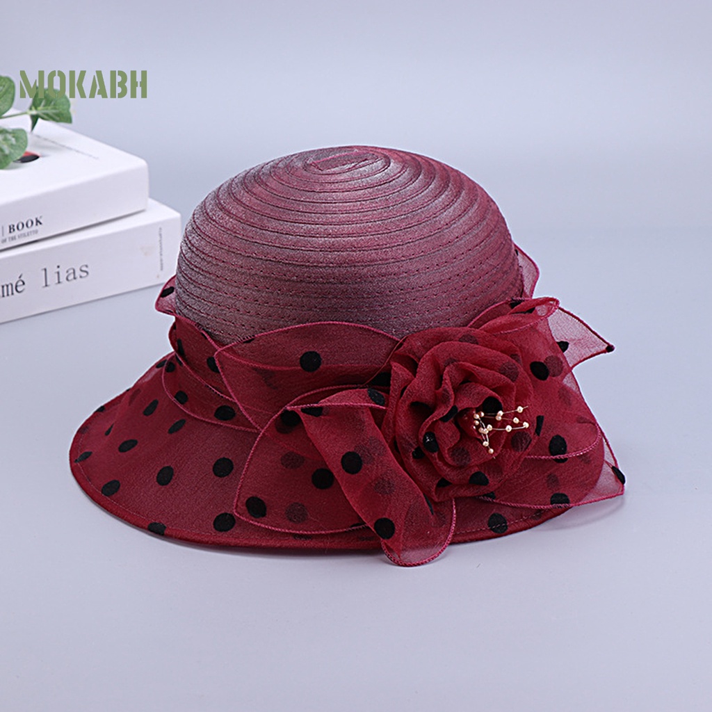 Nón Tai Bèo Chống Tia UV Họa Tiết Chấm Bi Và Hoa Thoáng Khí Dành Cho Nữ