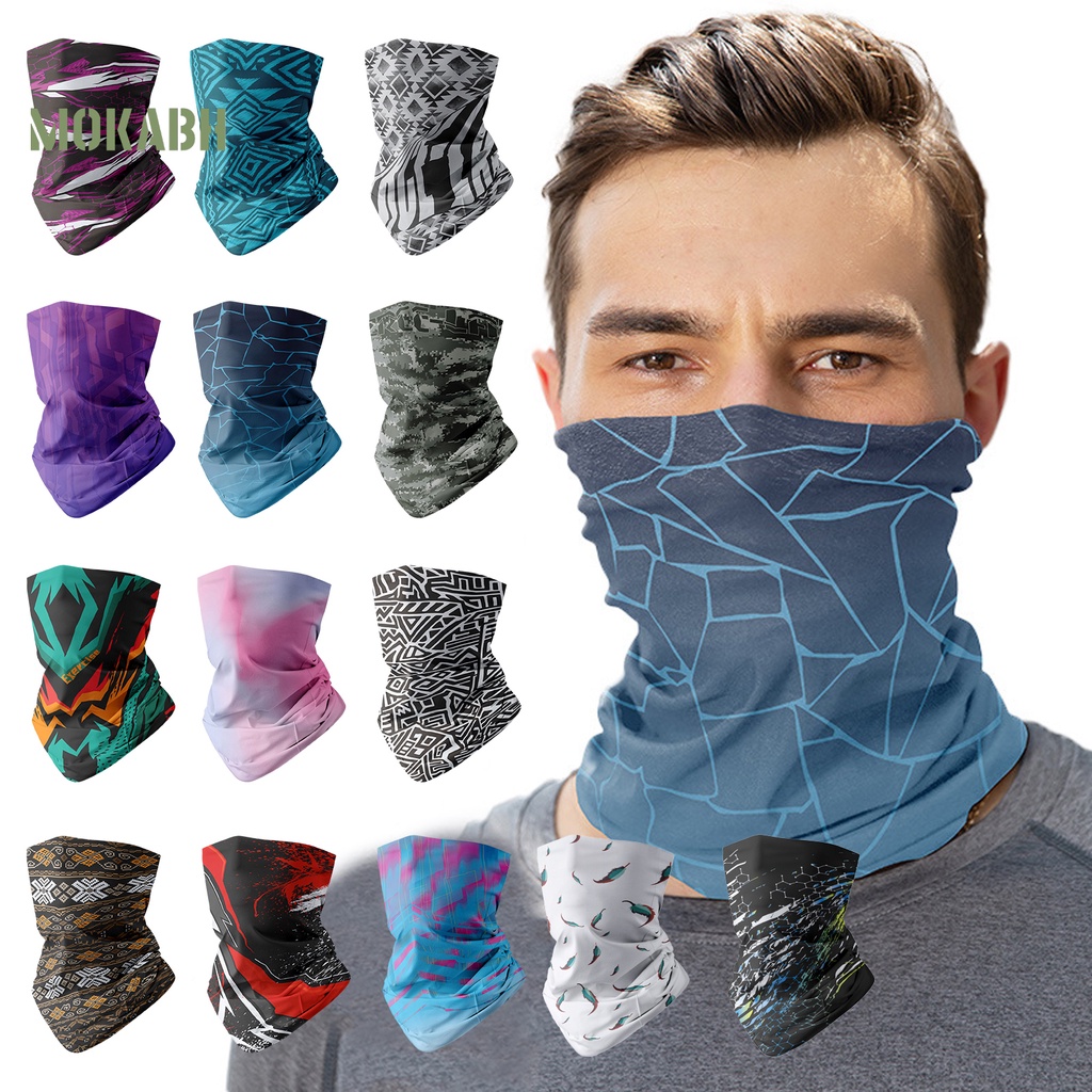 [Mok Abh] Khăn Choàng Cổ Mỏng Co Giãn Thoáng Khí Chống Nắng Chống Bụi Có Độ Co Giãn Cao In Họa Tiết Geo Dành Cho Nam Đi Xe Đạp / Cắm