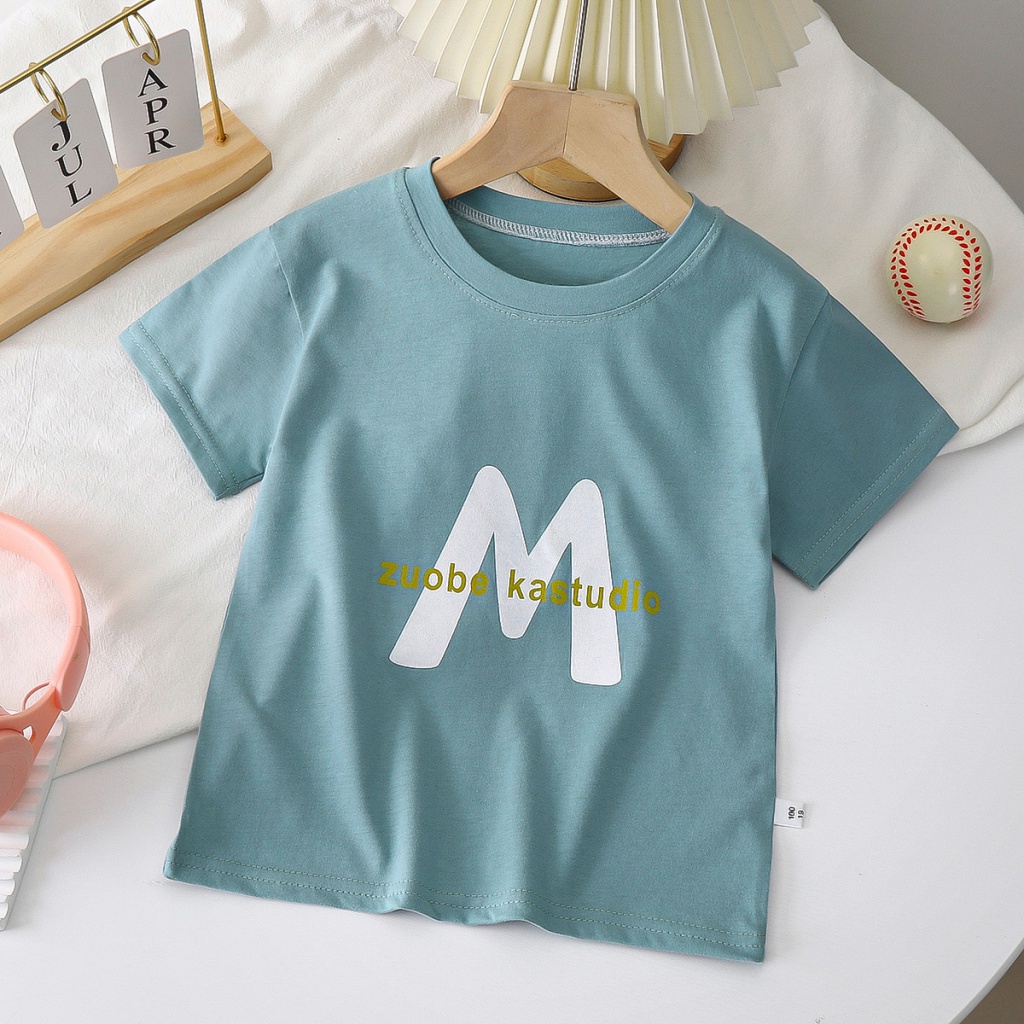 Áo Thun Cotton Ngắn Tay Cổ Tròn Thời Trang Mùa Hè Cho Bé
