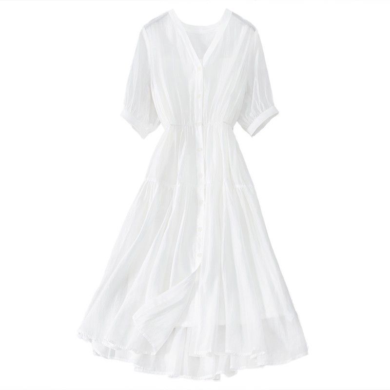 Đầm Trắng Phong Cách Pháp Thời Trang Mùa Hè Cao Cấp Cho Nữ
