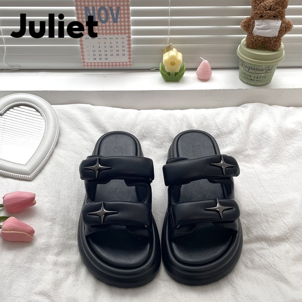 Juliet dép sandal nữ Dép Lê Thời Trang Sao Chéo Mùa Hè Mặc 2023 Mới Nền Dày B28G0IR