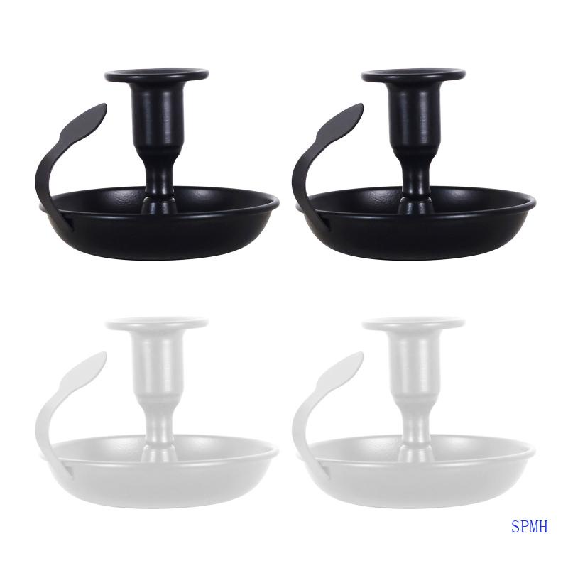 Set 2 Giá Đỡ Đèn Cầy Bằng Sắt Màu Đen Phong Cách Cổ Điển Độc Đáo Trang Trí Nhà Cửa