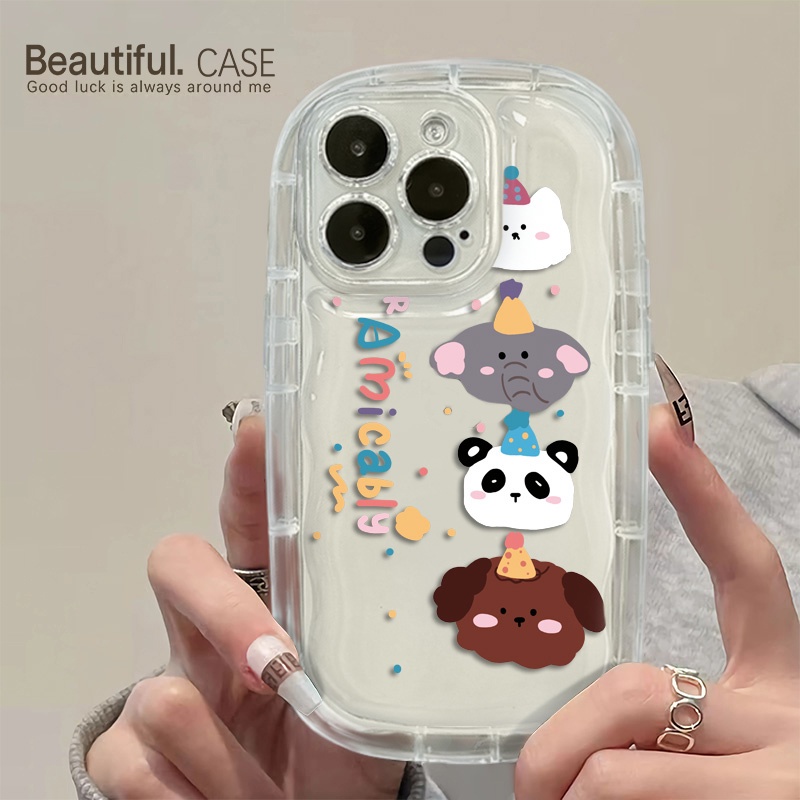 Ốp Điện Thoại Silicone Mềm Trong Suốt Chống Sốc In Hình Động Vật Dễ Thương Cho IPhone 14 13 12 11 Pro Max XS X XR 8 + 7 Plus