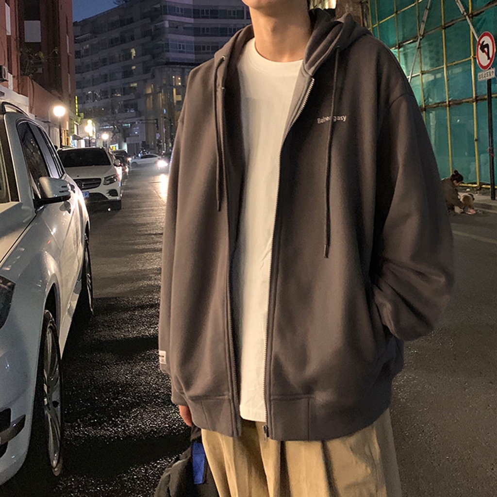 Áo nỉ có khóa Unisex dáng rộng áo khoác nam nữ