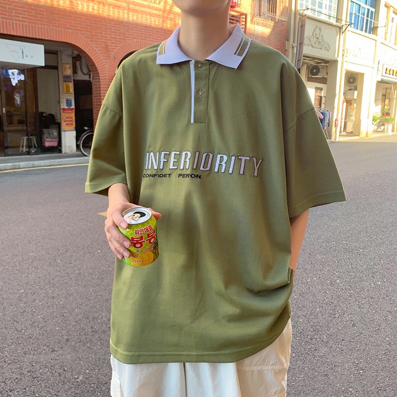 Áo Thun Polo Cotton Tay Ngắn Dáng Rộng Phong Cách Nhật Bản Thời Trang Mùa Hè Cho Nam