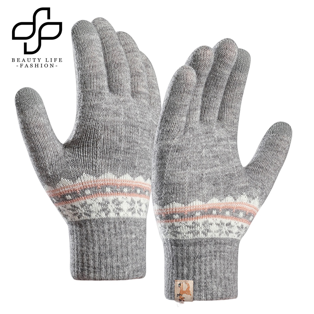 1 Đôi Găng Tay Mùa Đông Dệt Kim Dày Mềm Mại Co Giãn Có Thể Chạm Màn Hình Cảm Ứng Cho Nữ