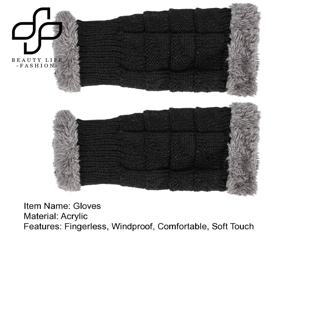 1 Đôi Găng Tay Hở Ngón Chống Gió Mùa Đông Màu Trơn
