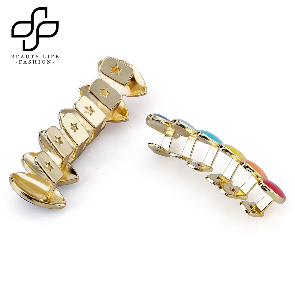 Nắp Răng Nướng Trang Sức Màu Cầu Vồng Thời Trang Hip Hop beautylifefashion