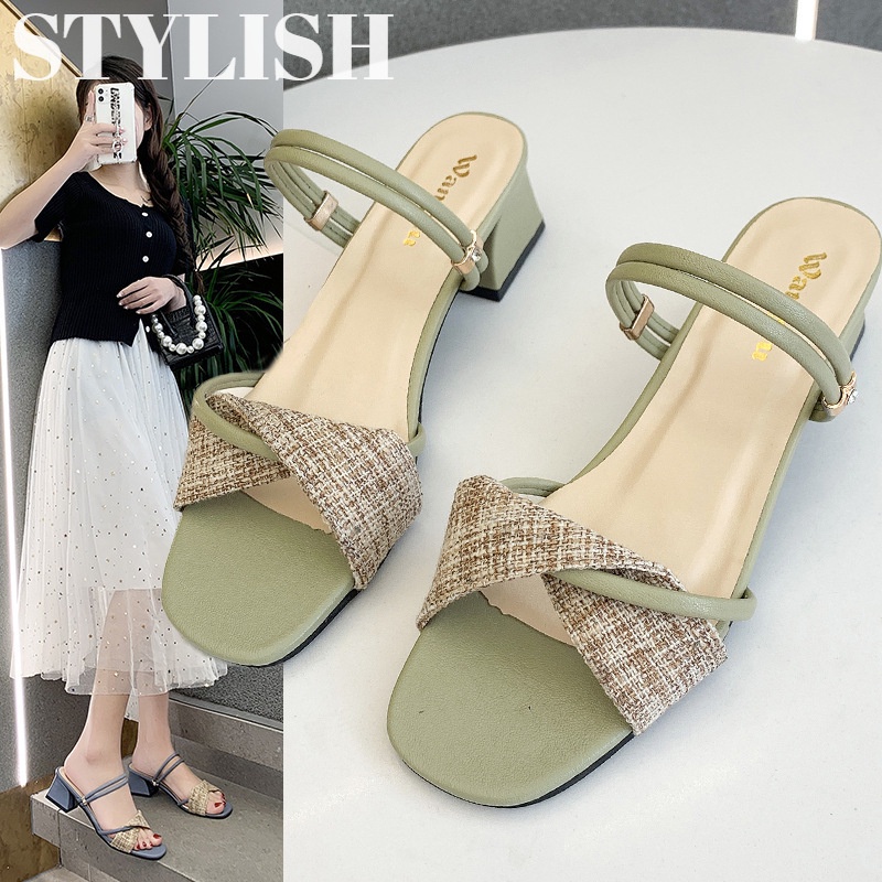 Xăng đan Cao Gót Hở Ngón Thoải Mái Màu Sắc Thanh Lịch Cho Nữ