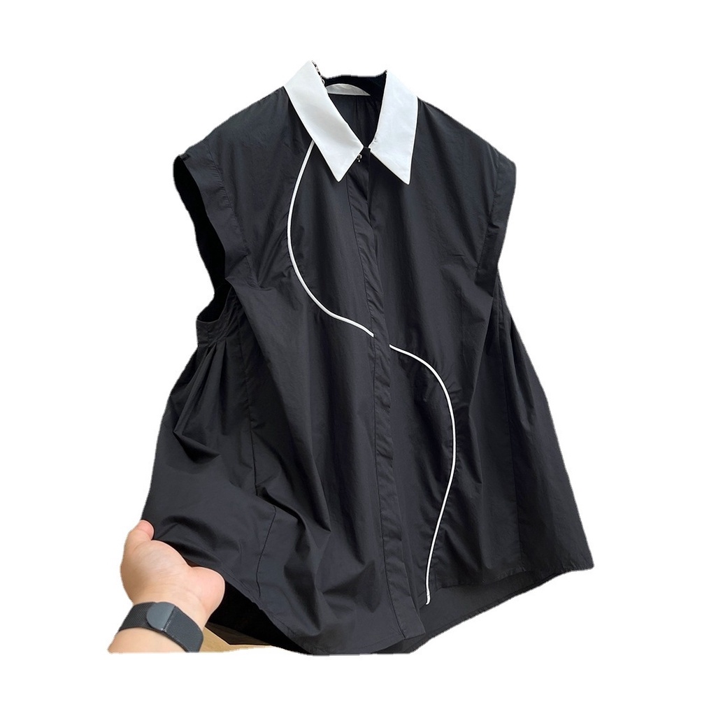 Áo Sơ Mi Mùa Hè Dáng Chữ A Không Tay Che Bụng Phong Cách Hàn Quốc Cho Nữ