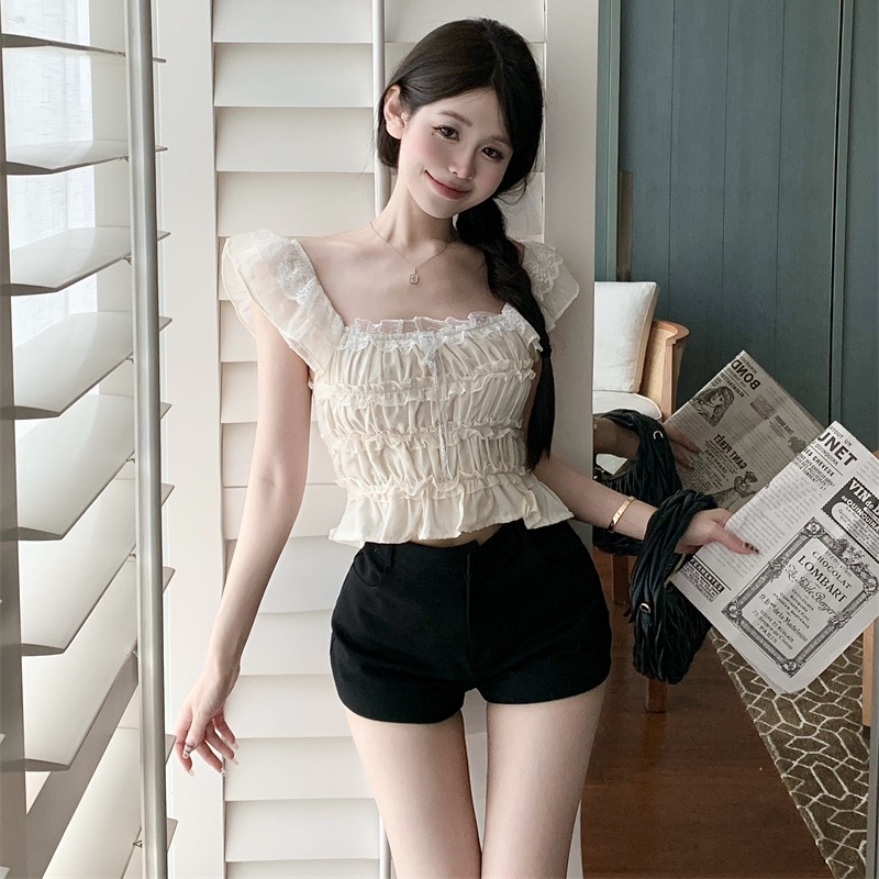 Áo Voan Cổ Vuông Không Tay Thời Trang Mùa Hè Ngọt Ngào