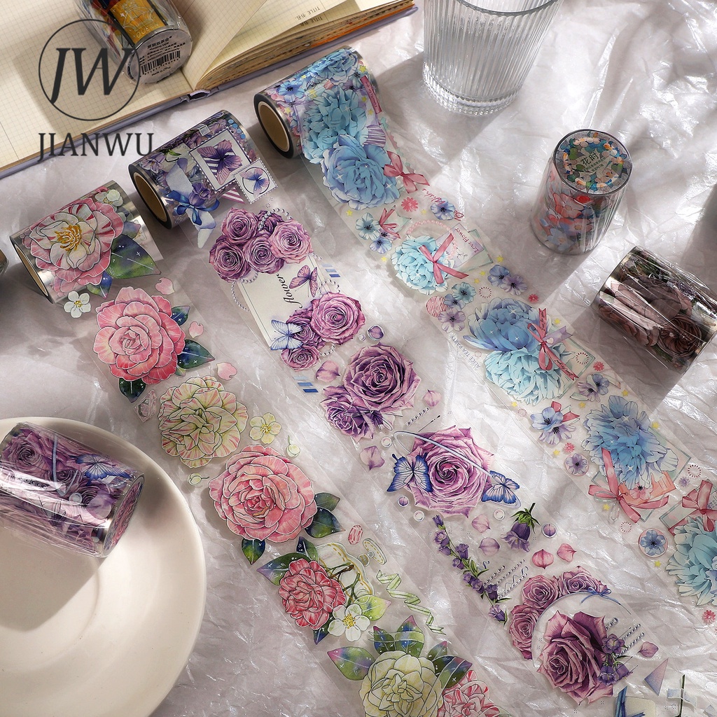 Cuộn Băng Keo Họa Tiết Hoa / Bướm 58mm * 500cm Chống Thấm Nước Dùng Trang Trí DIY