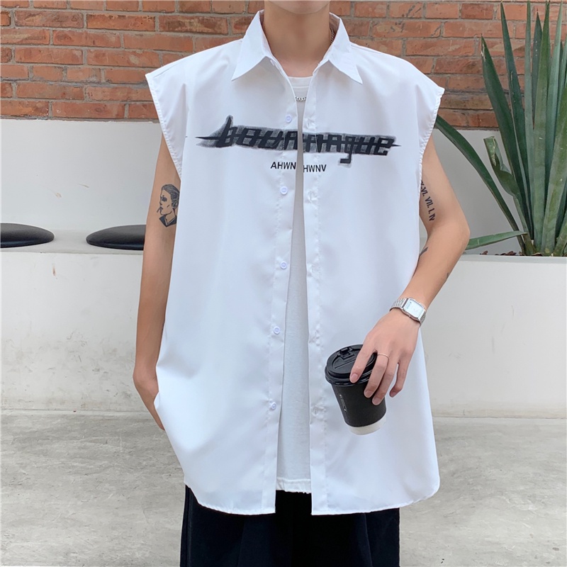 Áo Sơ Mi Không Tay Dáng Rộng Thời Trang Mùa Hè Nhật Bản Dành Cho Nam