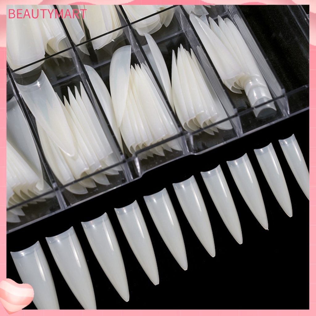 Set 100 Móng Tay Giả Đầu Nhọn Gọn Nhẹ Chống Gãy Có Thể Tái Sử Dụng