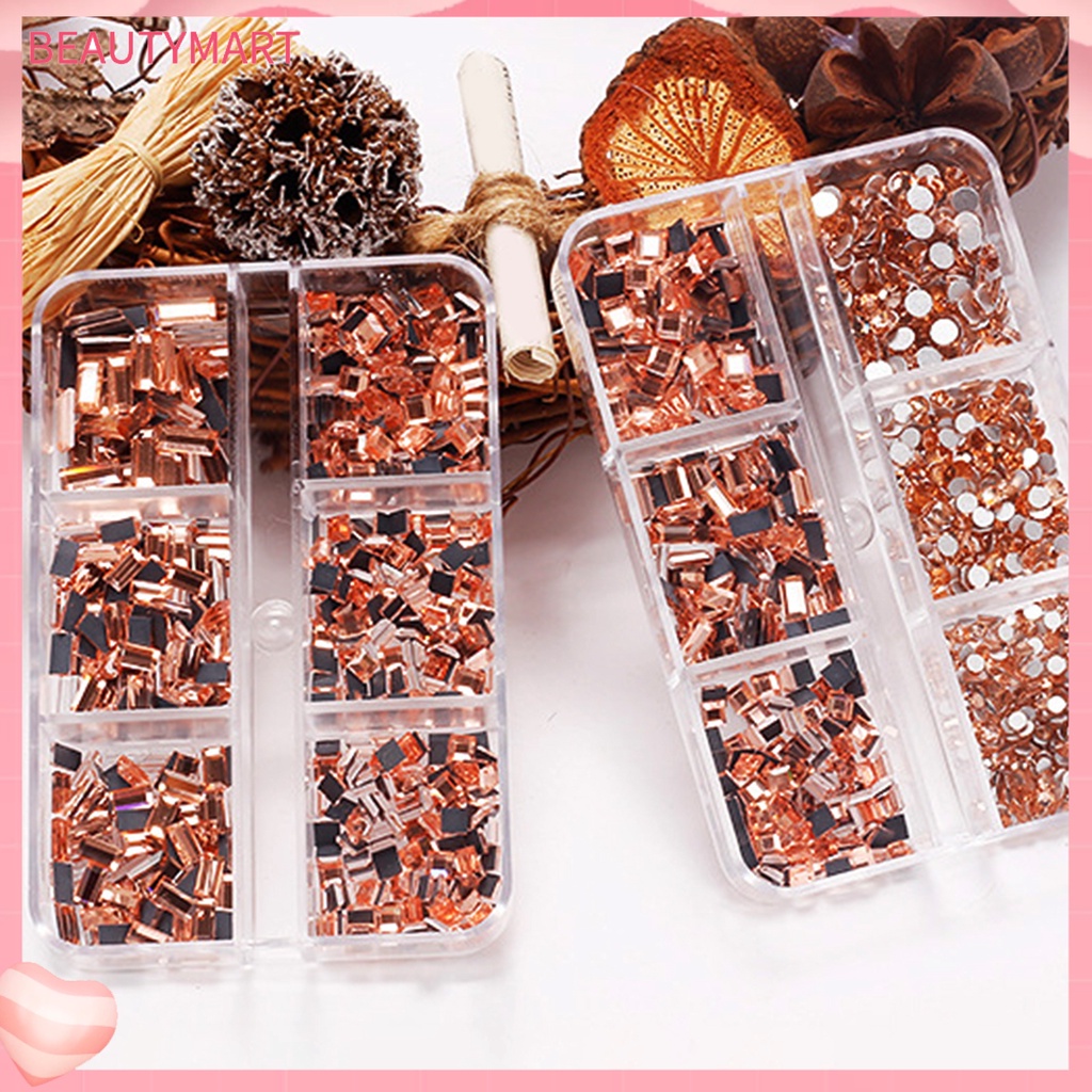 Hộp 1 Hộp 6 Ngăn Đáy Phẳng 3D Trang Trí Móng Tay Nghệ Thuật DIY Cho Nữ