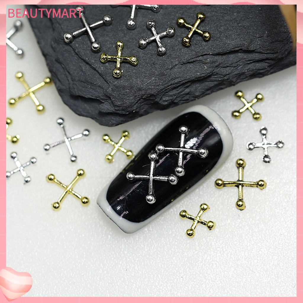 [beautymart] Set 10 Phụ Kiện Trang Trí Móng Tay Nghệ Thuật Hình Chữ Thập Bằng Hợp Kim Kẽm 3D Sống Động Có Thể Tái Sử Dụng Dễ Sử Dụng