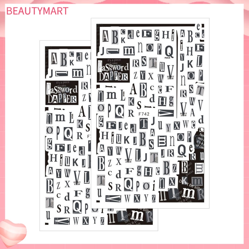 Bộ 2 Miếng Dán Móng Tay 3D Đa Năng Phong Cách Punk Cổ Điển Màu Trắng Đen Cho Nữ