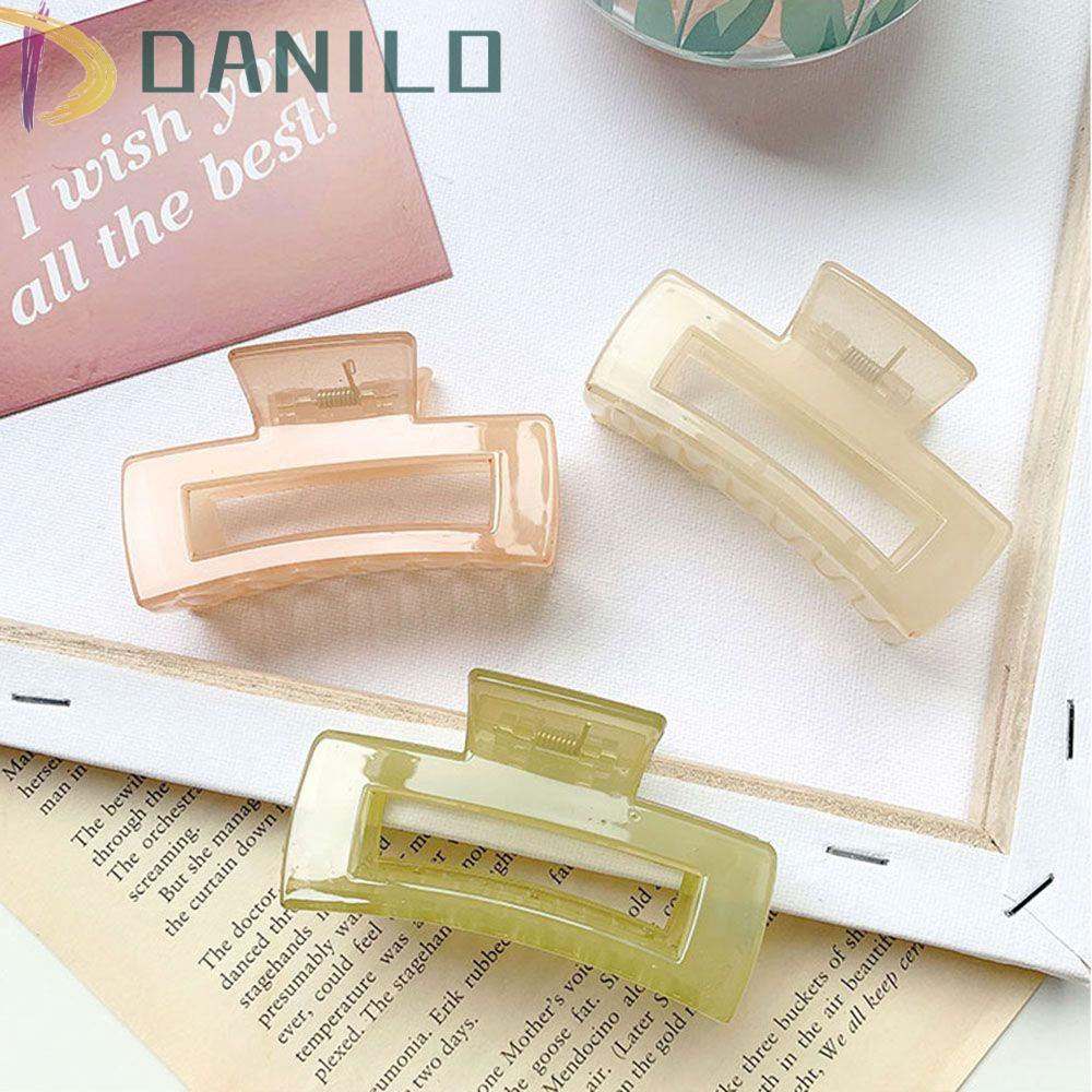 Kẹp Tóc Càng Cua Bằng Nhựa Màu Trơn Hình Chữ Nhật Cho Nữ