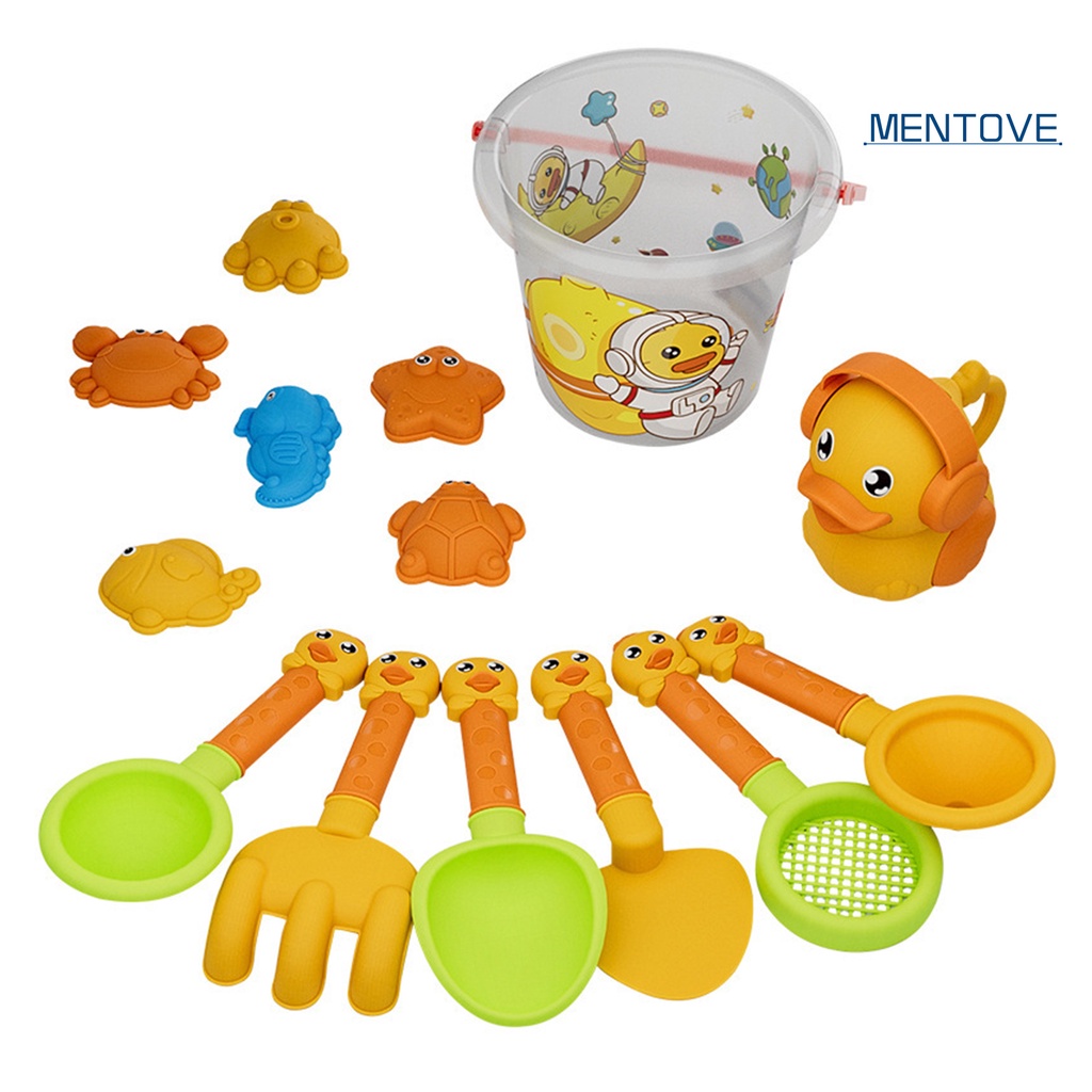 Set 14 Dụng Cụ Đào Cát Hình Chú Vịt Hoạt Hình Có Thể Tái Sử Dụng