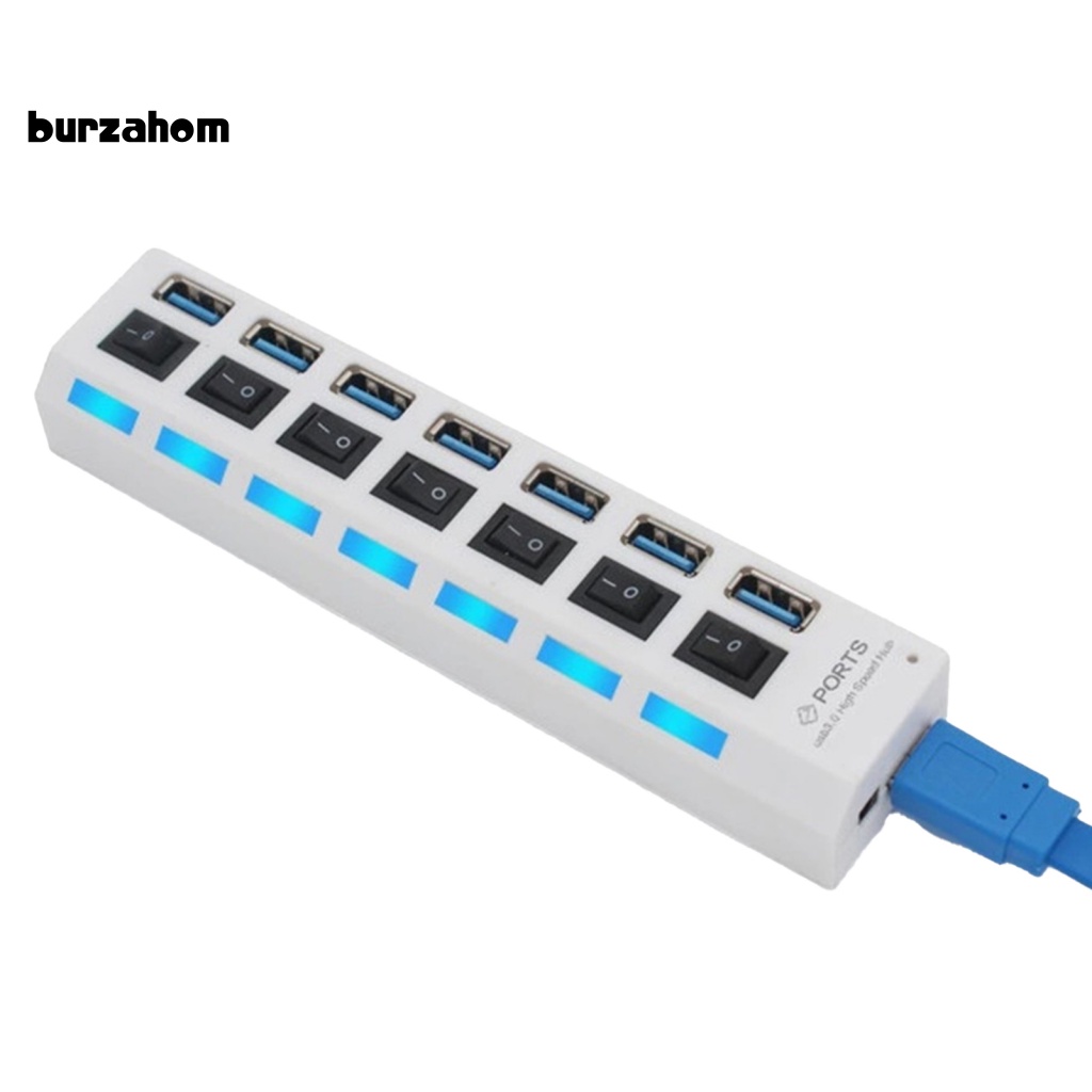 Bộ Chia 7 Cổng USB 3.0 Kèm Công Tắc Tiện Dụng Cho Máy Tính
