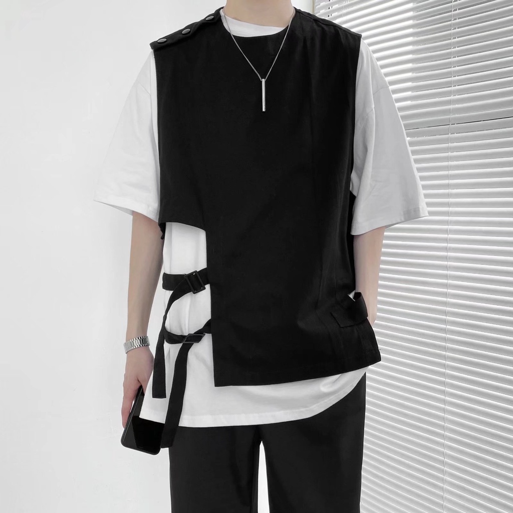 Áo Khoác Ghi Lê Không Tay Phong Cách Yamamoto Đường Phố Cá Tính Cho Nam