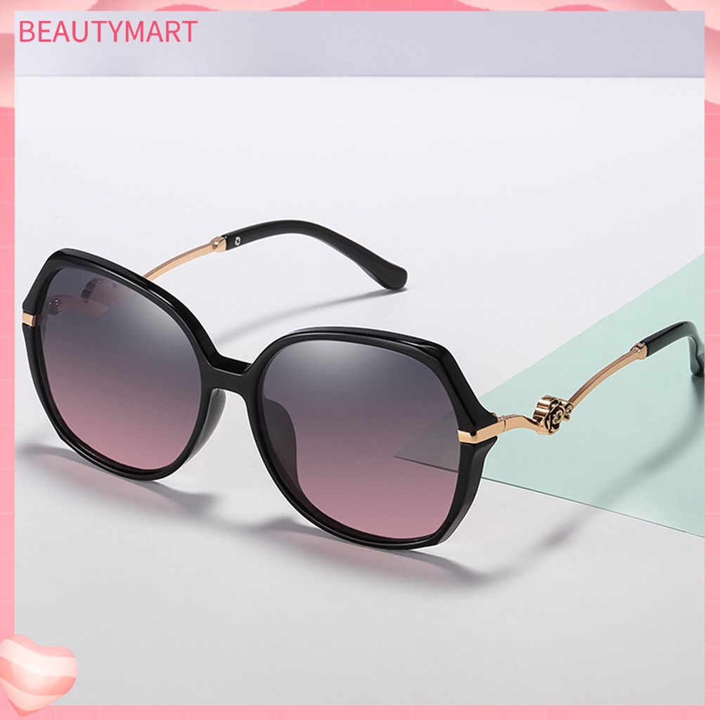 Kính Mát Phân Cực Chống Tia UV Gọng Lớn Họa Tiết Hoa Cho Nữ