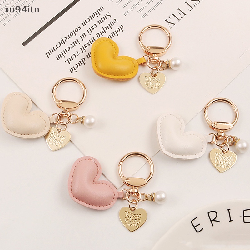 Móc Khóa Da PU Hình Trái Tim Nhiều Màu Sắc Sáng Tạo Cho Nữ