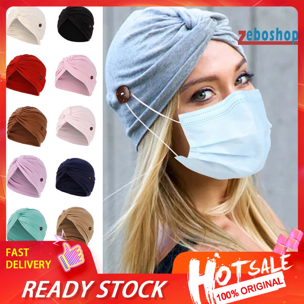 Zeboshop Mũ Cotton Thiết Kế Nút Xoắn Chéo Thoáng Khí Mặc Hàng Ngày