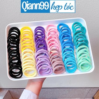Set 50 chun buộc tóc nhiều màu sắc, dây buộc tóc trơn