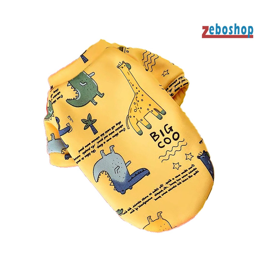 Zeboshop Áo Sweater Cotton Cổ Tròn In Họa Tiết Hoạt Hình Hai Ống Cho Cún Cưng Mặc Hàng Ngày