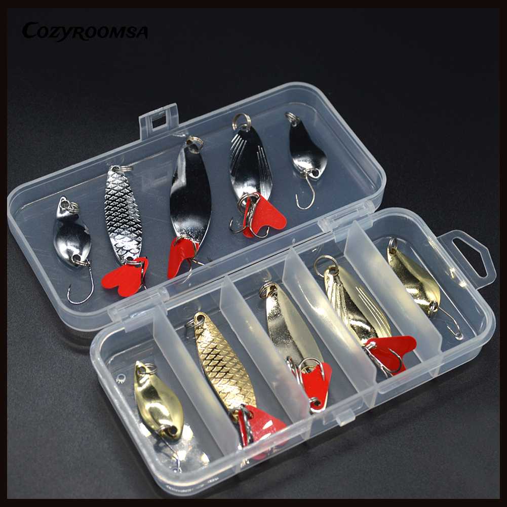 Bộ 10 Mồi Câu Cá Giả Bằng Kim Loại Cứng Kèm Hộp Đựng