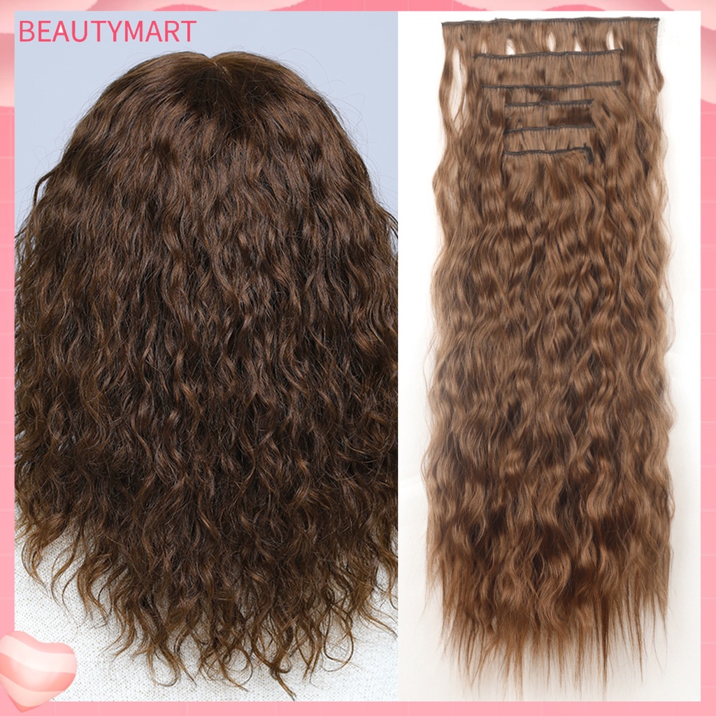 1 Bộ Tóc Giả Xoăn Dài Bằng Sợi Tự Nhiên Kết Cấu Nhẹ Nhàng Không Để Lại Dấu Vết