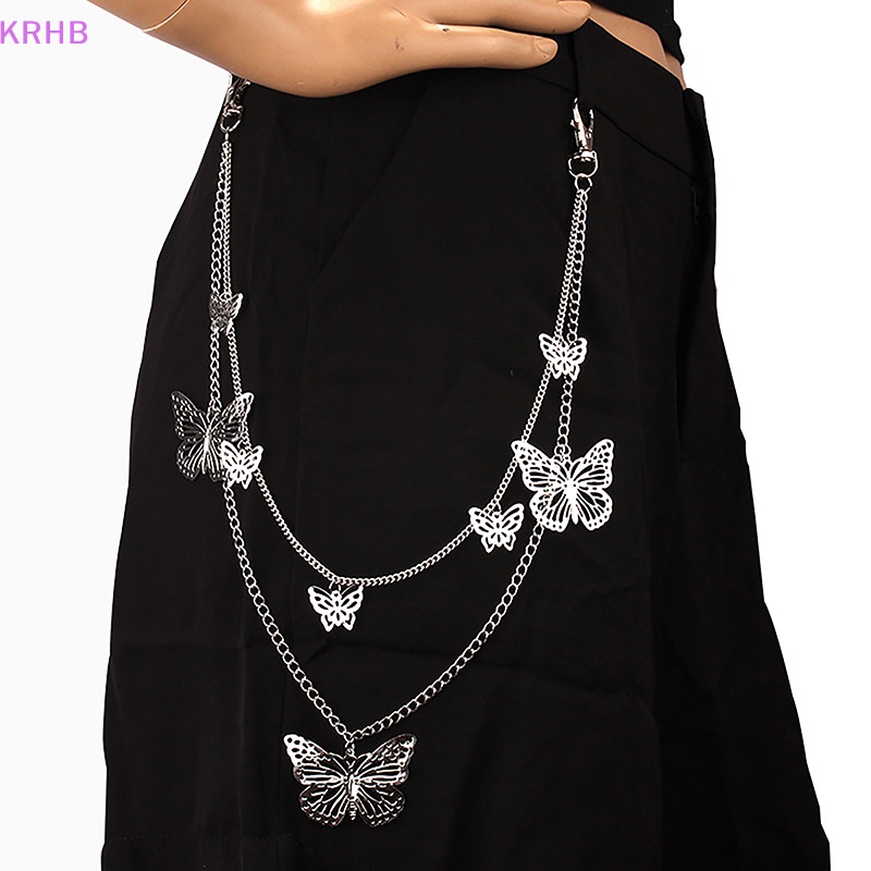 Dây Xích Hai Lớp Gắn Móc Khóa Hình Bướm Phong Cách Hip Hop Thời Trang Cho Nam Và Nữ Mới