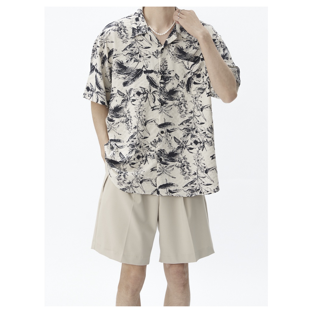 Áo Sơ Mi Lụa Lạnh Mỏng Cao Cấp Tay Ngắn Dáng Rộng Phong Cách Nhật Bản Thời Trang Mùa Hè Mới Cho Nam