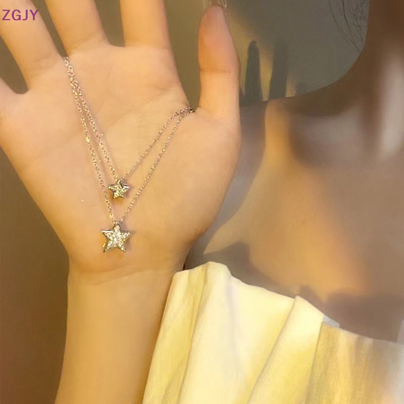 Vòng cổ Hai Lớp Mặt Hình Ngôi Sao Đính Đá Thời Trang Dành Cho Nữ Mới